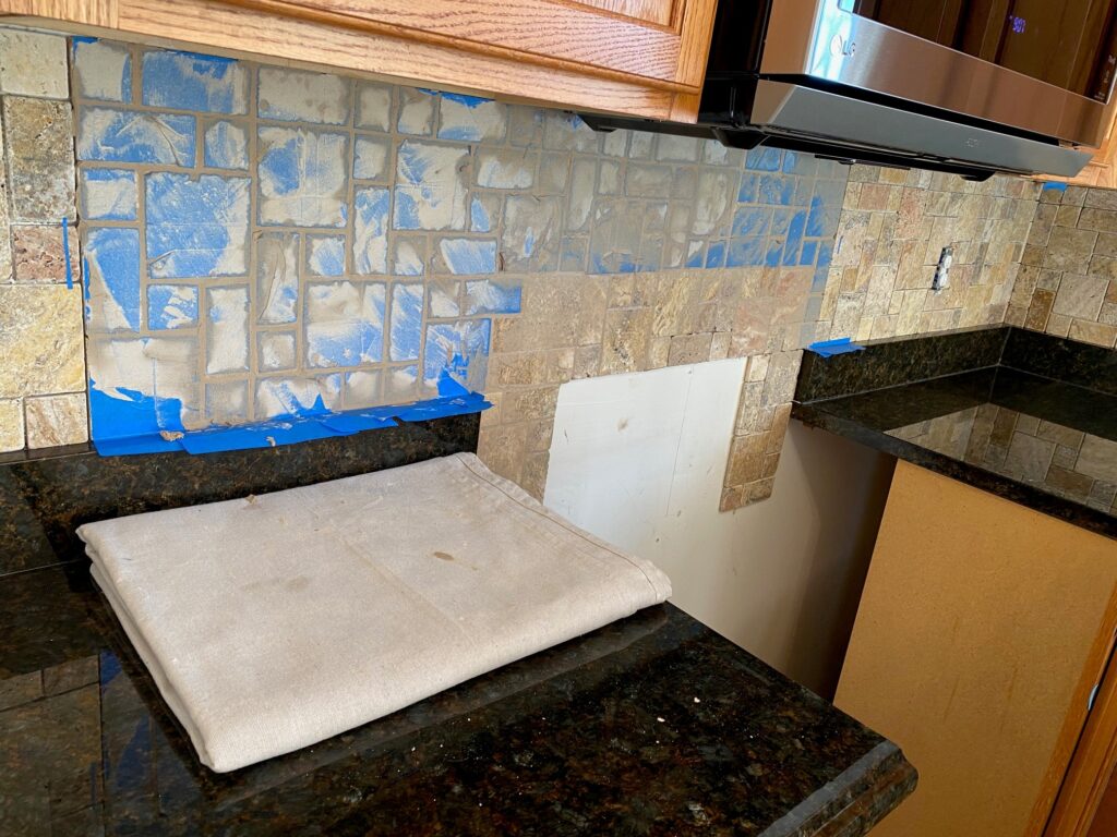 Mask Stone Backsplash Grout