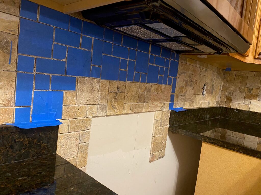 Mask Stone Backsplash for Grout