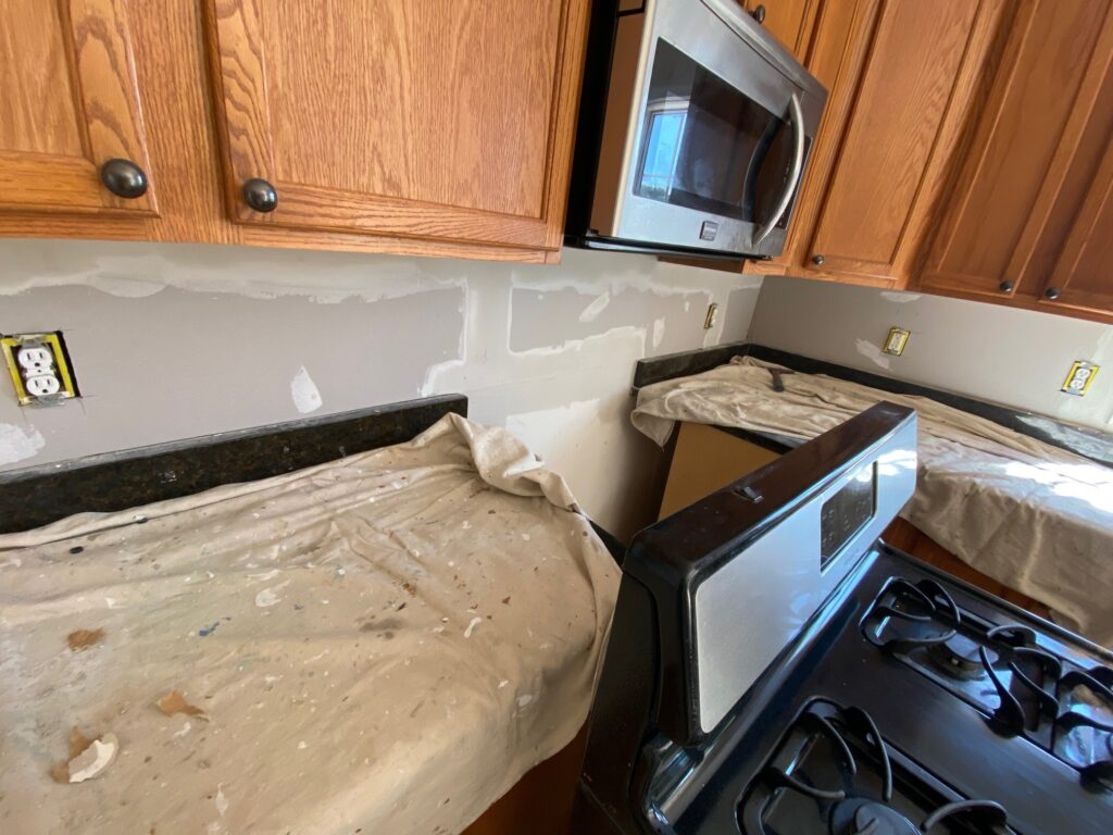 New Kitchen Drywall Install Backsplash